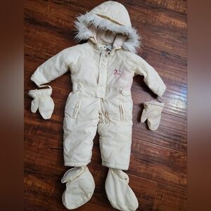 Cream Snowsuit with Mittens and Booties